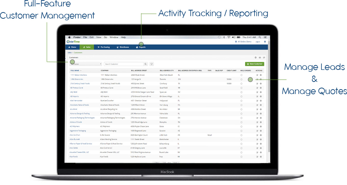 customer relations management in order time inventory